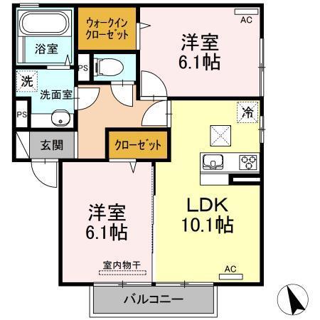 サンシャイン愛(2LDK/1階)の間取り写真