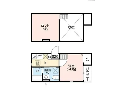 フローラ別府(1K/2階)の間取り写真