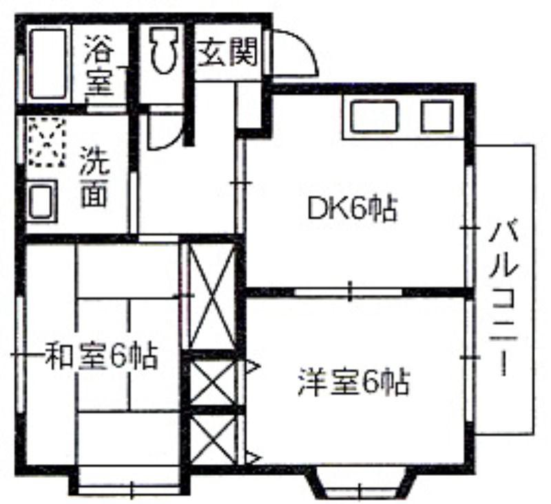 コーポラス悠美(2DK/2階)の間取り写真
