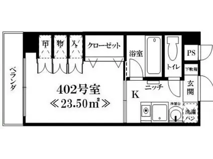 パレ緑地公園(1K/4階)の間取り写真