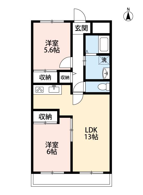 天神山マンションI号館(2LDK/1階)の間取り写真