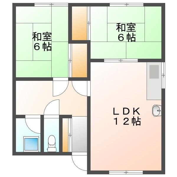 青葉荘(2LDK/2階)の間取り写真