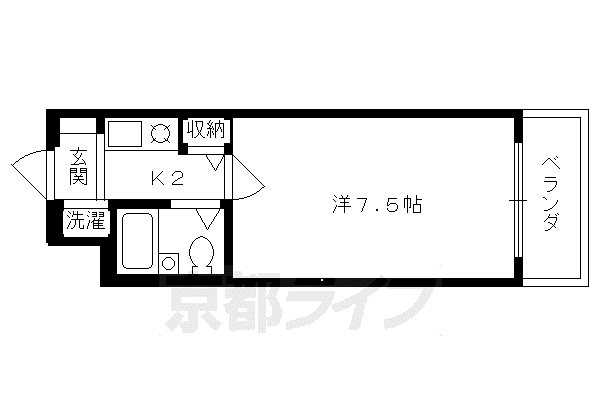 DETOM-1烏丸一条II(1K/3階)の間取り写真