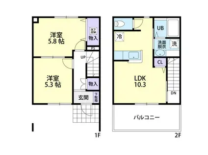 サニーフラット(2LDK/1階)の間取り写真