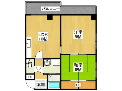 アイビースクエア南塚口(2LDK/2階)の間取り写真