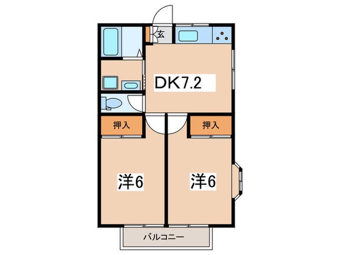 チェリーハイム(2DK/1階)の間取り写真