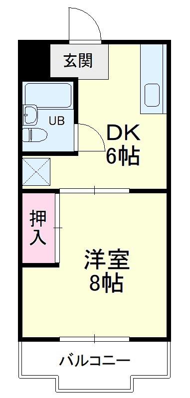 グリーンハイツ根洗(1DK/1階)の間取り写真
