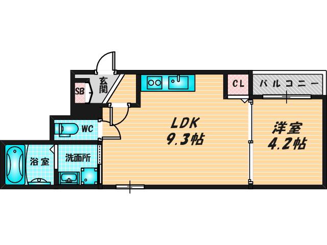 TORRIE友井(1LDK/2階)の間取り写真