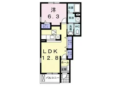 ベルネージュ・Y 1LDKHT(1LDK/1階)の間取り写真