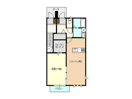 ヴァン・ヴェール(1LDK/1階)の間取り写真