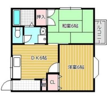 クレージュ建穂(2DK/1階)の間取り写真