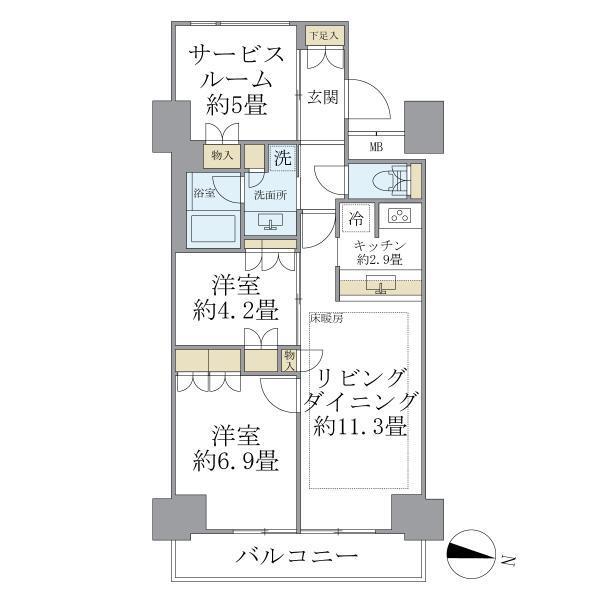 BRILLIA IST 東雲キャナルコート(2SLDK/11階)の間取り写真