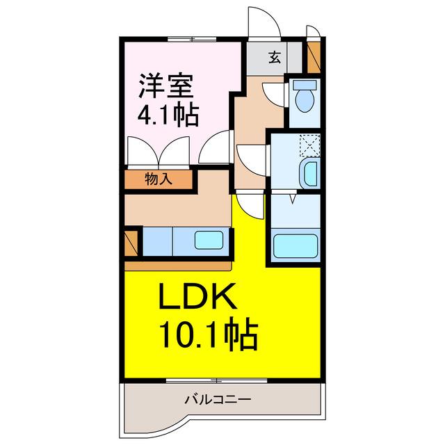 レジデンス輝(1LDK/1階)の間取り写真
