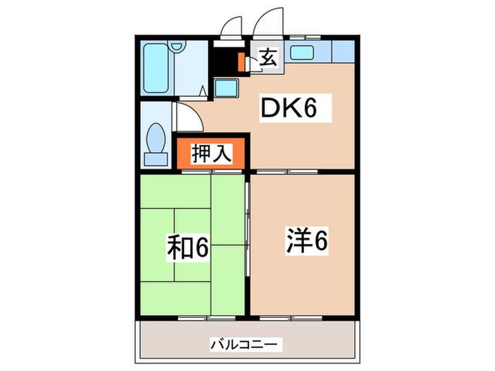 向ヶ丘ヒルズ(2DK/3階)の間取り写真