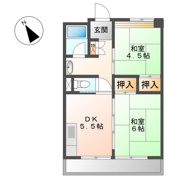 ＪＲ東海交通事業城北線 比良駅(愛知) 徒歩20分 11階建 築51年(2DK/7階)の間取り写真