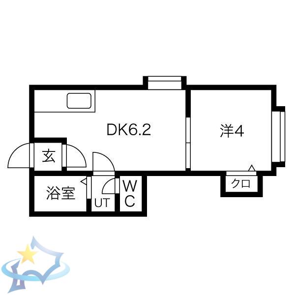 シーリア医大南(1DK/2階)の間取り写真