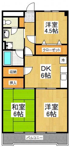 山下マンション(3DK/2階)の間取り写真