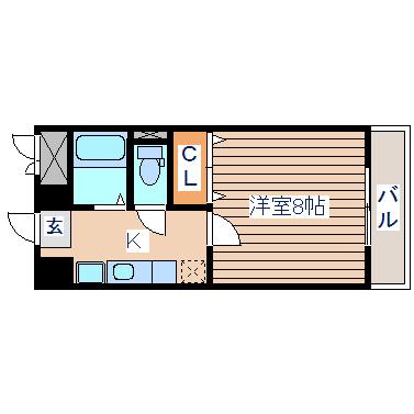 小松ビル(1K/3階)の間取り写真