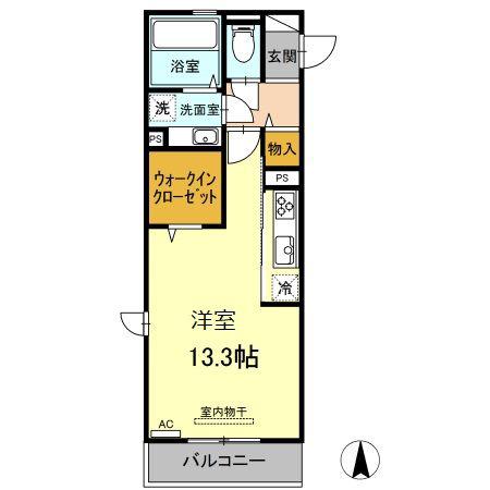 熊本県上益城郡嘉島町 3階建 築6年(ワンルーム/2階)の間取り写真