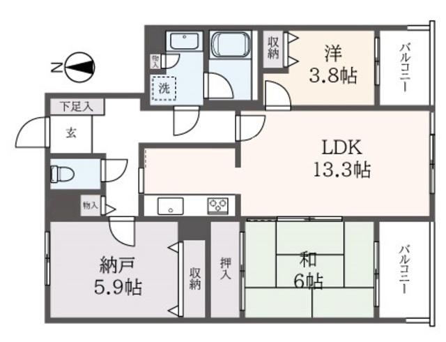 赤堤ロイヤルヒルズ(2SLDK/2階)の間取り写真