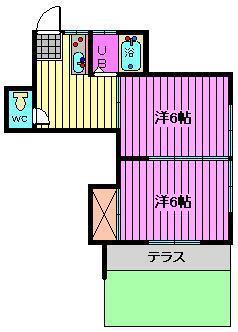 コーポ豊(2K/1階)の間取り写真