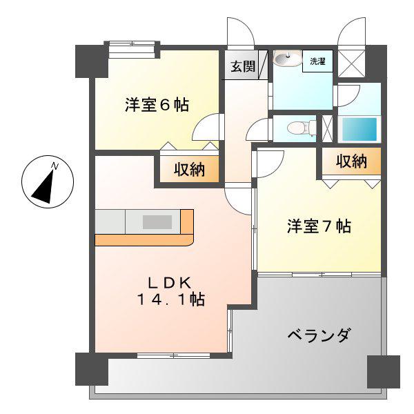 S-FORT西郊通(2LDK/2階)の間取り写真