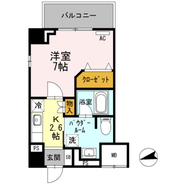 プレコート上鳥羽(1K/2階)の間取り写真