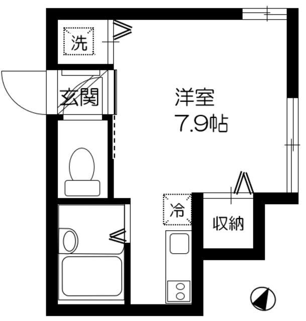 クレセール(ワンルーム/2階)の間取り写真