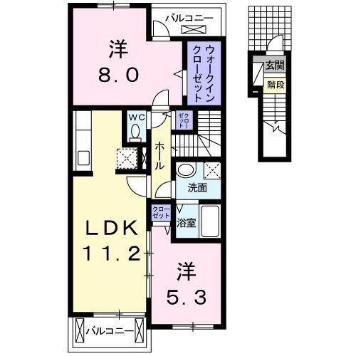 モン・サン・クレールIII(2LDK/2階)の間取り写真