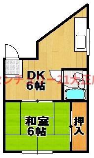 パールハイツ(1DK/3階)の間取り写真