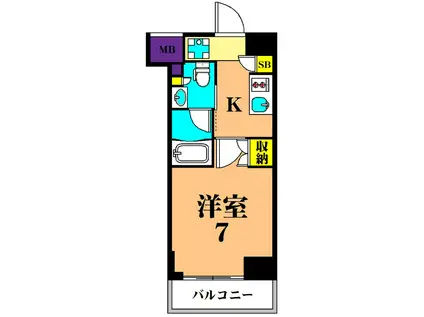 プラウドフラット南品川(1K/8階)の間取り写真