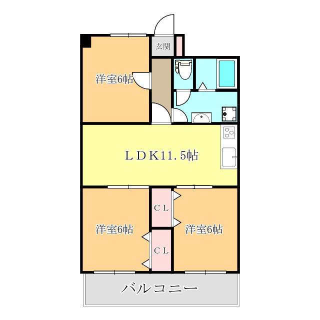 カーサグラン余戸(3LDK/2階)の間取り写真