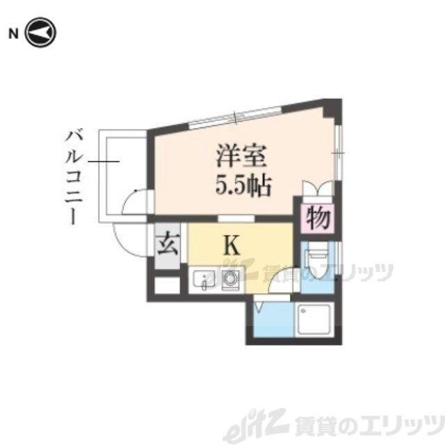ウエストハイツII(1K/2階)の間取り写真