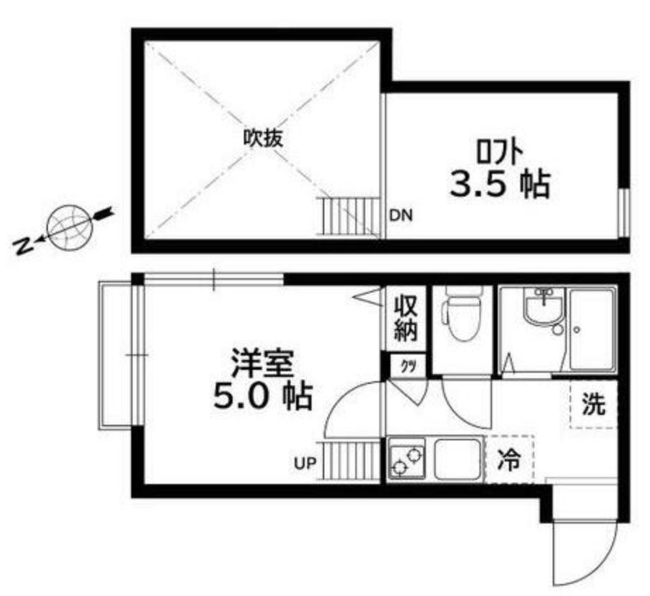 サンフラットつつじヶ丘(ワンルーム/2階)の間取り写真