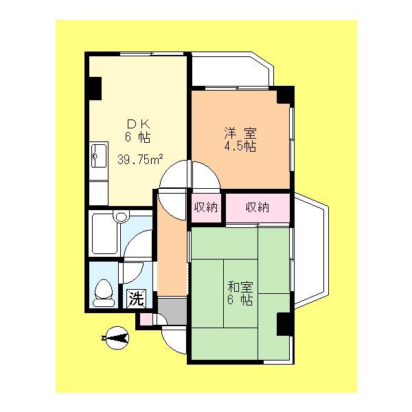 サニービラ越路(2DK/4階)の間取り写真