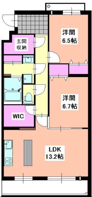 グランシャトーIII(2LDK/2階)の間取り写真