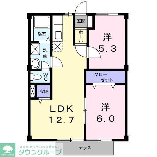 サンハイムモリック(2LDK/1階)の間取り写真