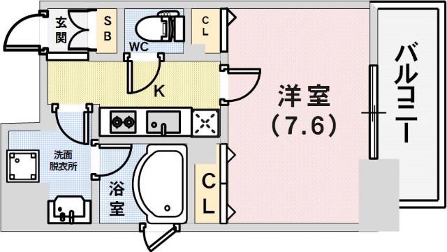 レジディア神戸元町(1K/8階)の間取り写真