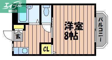 サンサンアイA棟(1K/2階)の間取り写真