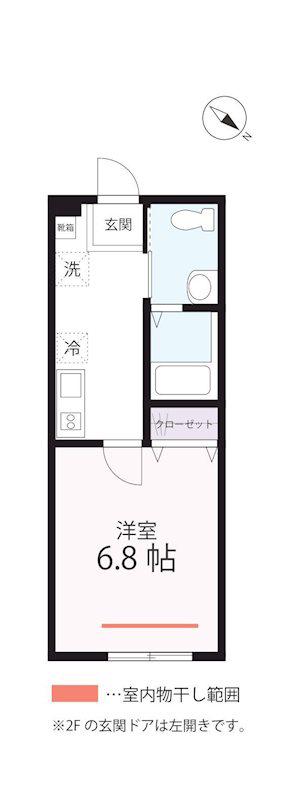クワイエット クラブ ハウス ミックス三ツ沢下町2(1K/1階)の間取り写真