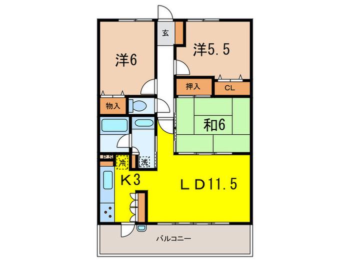 グランファースト千里桃山台2号棟(3LDK/6階)の間取り写真
