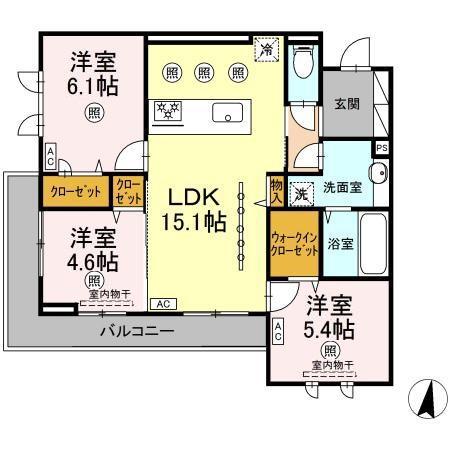 フース コーシェリ(3LDK/3階)の間取り写真