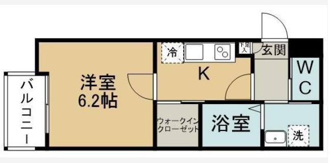スカイハーツ河原町(1K/2階)の間取り写真