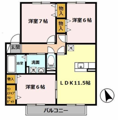ルミノーゾ網干(3LDK/2階)の間取り写真