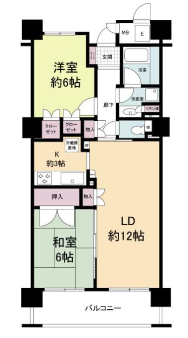 定期 エル・セレーノ上本町レジデンス(2LDK/6階)の間取り写真