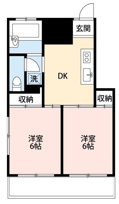 パールマンション(2DK/1階)の間取り写真