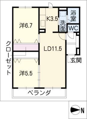 グランMOA(2LDK/3階)の間取り写真