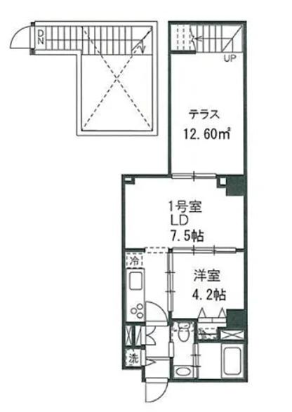 プレジール神宮前(1LDK/B1階)の間取り写真