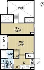 モルゲンロート(1K/2階)の間取り写真