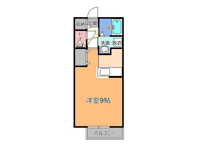 アンソレイエF(1K/1階)の間取り写真